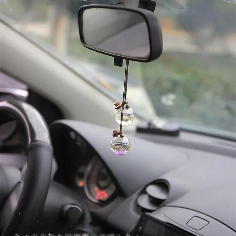 Car Hanging Perfume Pendant Fragrance Air Freshener Empty Glass Bottle For Essential Oils Diffuser Automobiles Ornaments