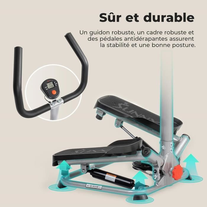 Stepper fitness - sunny health &amp; fitness - compact - moniteur numérique - antidérapant - 100 kg max