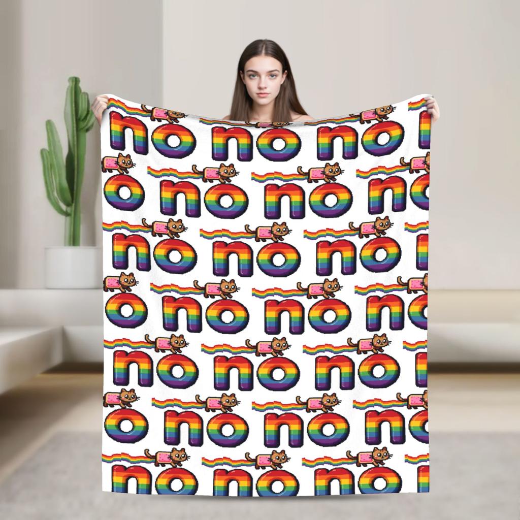 Katze Regenbogen Pixel Welt Nyans Decken Fleece Frühling Herbst Atmungsaktiv Super Warm Überwurfdecken für Bettwäsche Sofa Teppich Stück