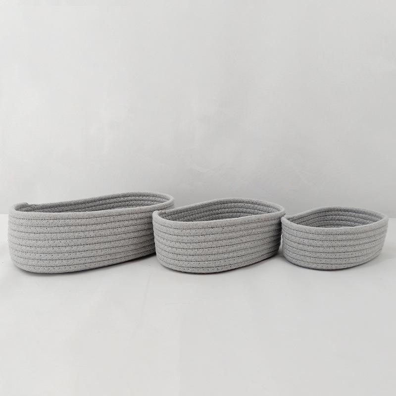 Oval Cotton Rope Woven Storage Basket for Home & Dormitory Organization