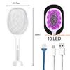 Factory Price 2 in 1 LED Mosquito Killer Lamp Handheld Fly Swatter Home Outdoor Rechargeable Electric USB Bug Zapper Racket