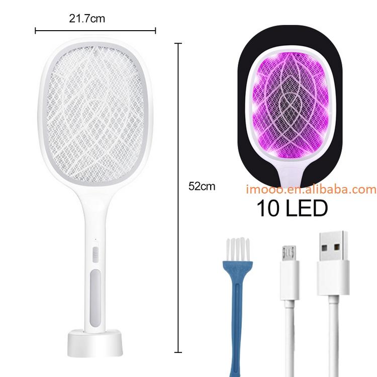 Factory Price 2 in 1 LED Mosquito Killer Lamp Handheld Fly Swatter Home Outdoor Rechargeable Electric USB Bug Zapper Racket