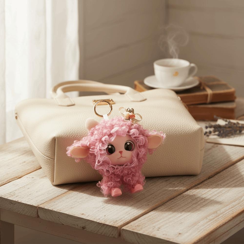 Layered Design Plush Lamb Keychain Soft Plush Mini Plush Pendant Vinyl Doll Keychain Holiday Gift