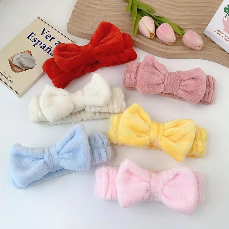 Coral Fleece Bowknot Absorbent Headband