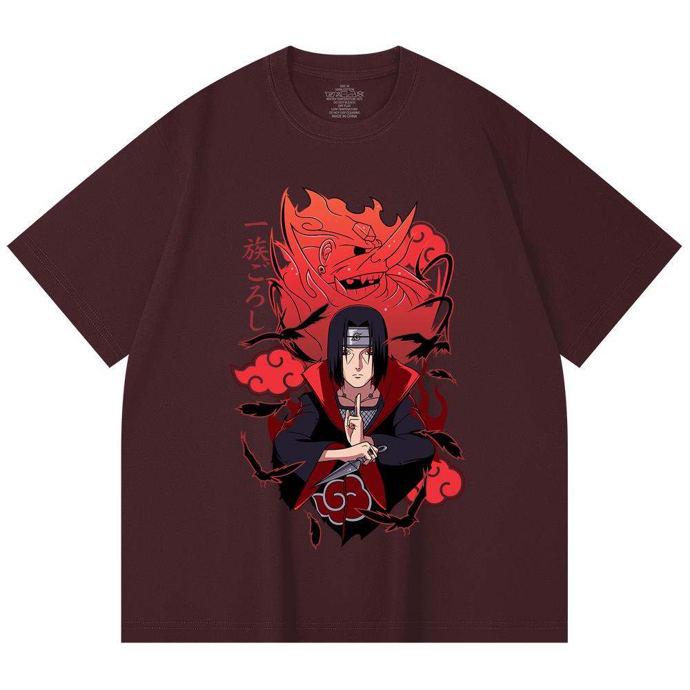 230 g/m² 100% bavlna Naruto V12 potisk Itachi Unisex těžké bavlněné tričko