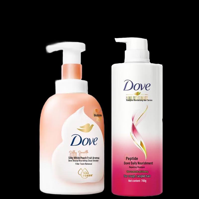 

Набор Dove Пена для душа «Белый персик» и Ежедневный питательный шампунь