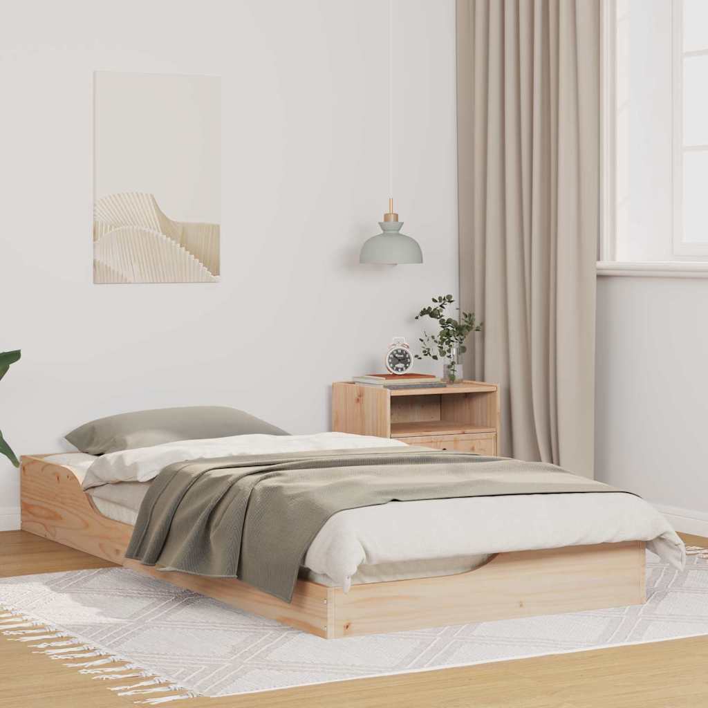 Bed Frame In Brown 80 X 200 Cm Solid Pine Wood