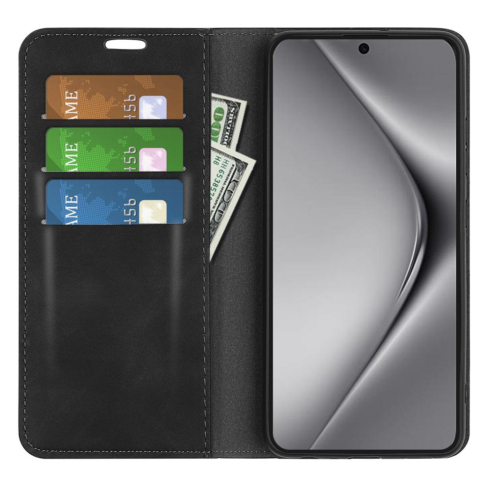 

For Huawei Pura 70 Ultra Case Magnetic Absorption PU Leather Stand Phone Cover Black
