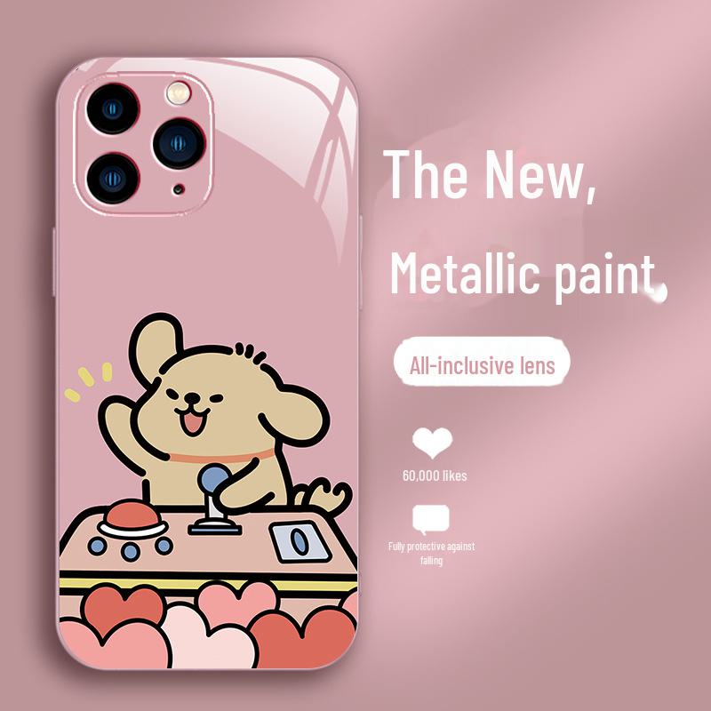 Apple 14 Doll Grabber 14 Pro Couple X Cartoon Cute 12 New Apple 11 Glass Case - Puppy Line