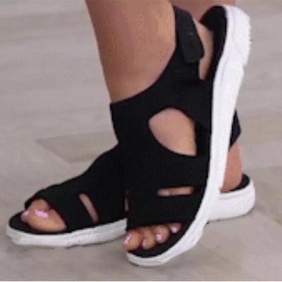 Foreign Trade Europe and the United States Summer New Women's Shoes Flying Woven Flat Bottom Breathable Solid Color Beach Shoes Lightweight Large S
