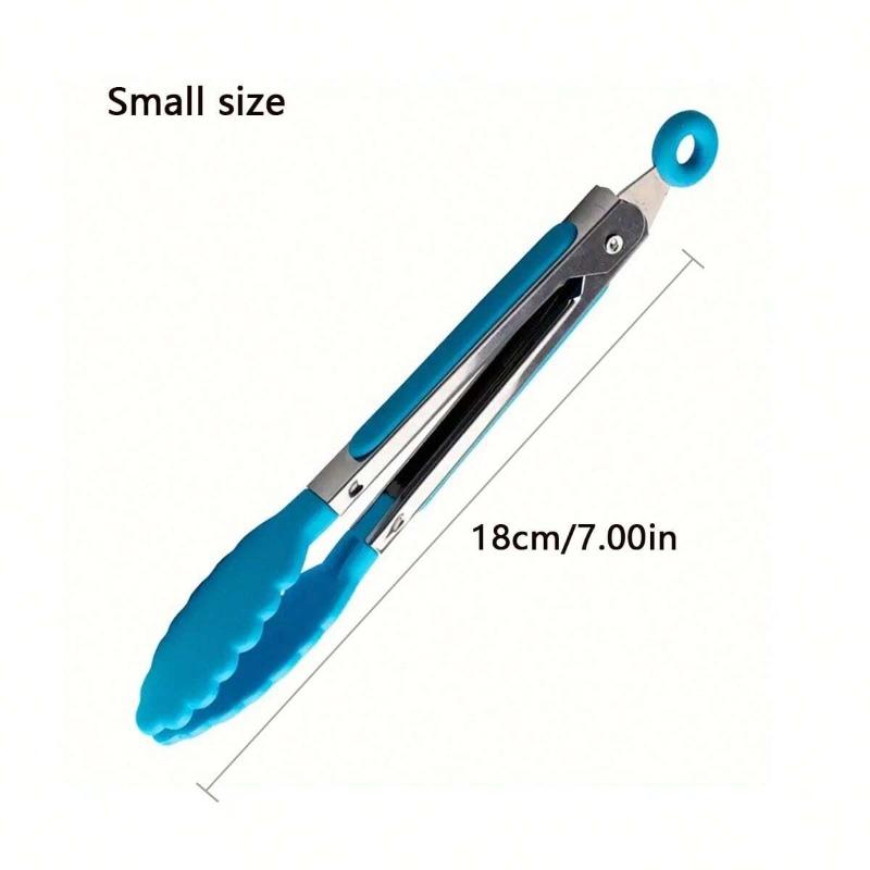 1pc Small Kitchen Tongs, Mini Food Tongs, Heat Resistant Nylon Tips Tongs For Cooking, Serving, BBQ, Grilling, Salad And More