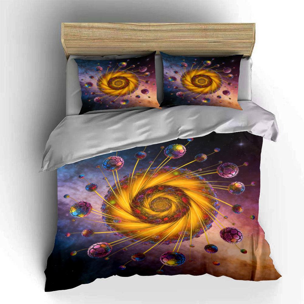 Colorful Galaxy Spiral Decoration Set Soft Comfortable Duvet Cover Bedding Set Included 1*Duvet Cover & 2*Pillowcases, Gift