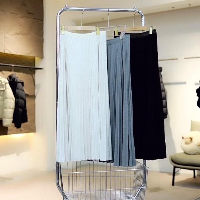 

Silk Cashmere Accordion Pleat Midi Skirt - Guomao Series S кофейный
