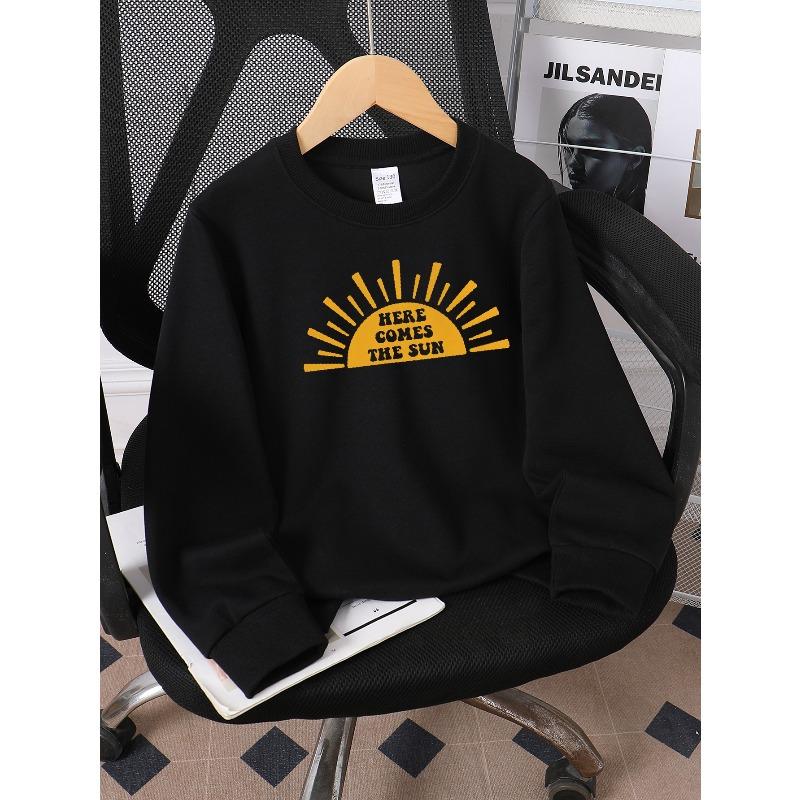 Here Comes The Sun 2026 New Girls' Long-sleeve Casual Crewneck Sweatshirt, Suitable for Outdoor Sports and Casual