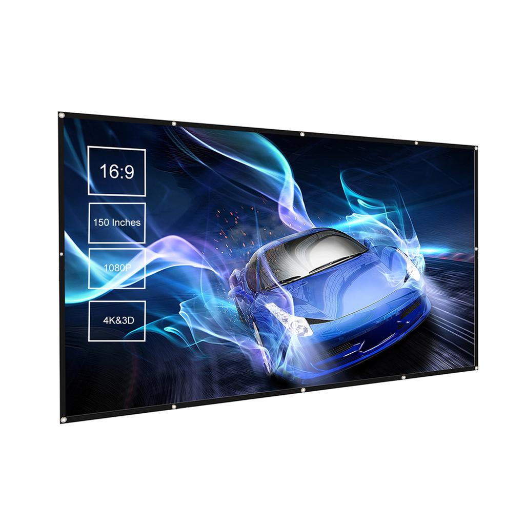 150 inches Projector Screen Widescreen 16:9 Portable Projection Screen Anti-Crease Foldable Indoor Outdoor Projector Movies Screen for