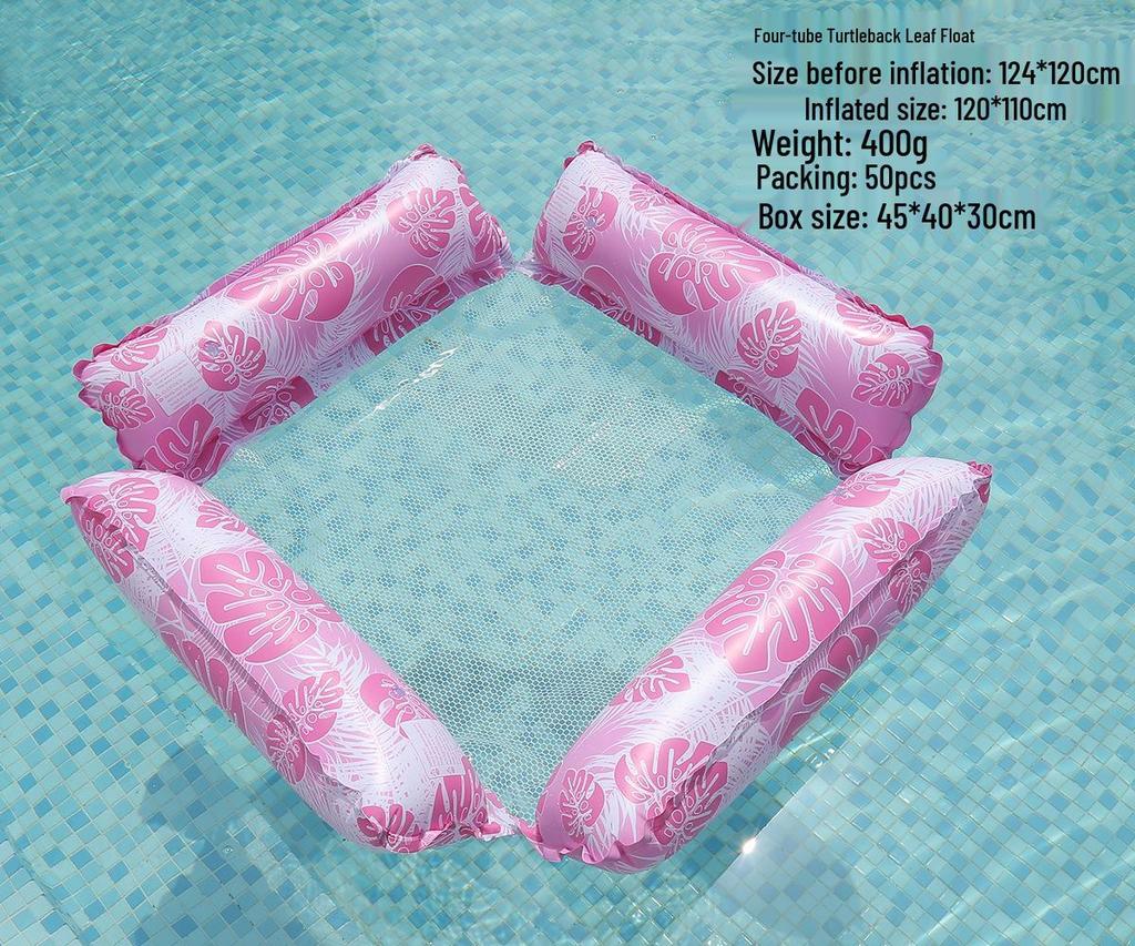 Inflatable Mesh Lounge Chair: Four-Tube Floating Hammock with Striped Foldable Design for Water Recreation