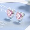 S925 sterling silver love zircon earrings women's fashion pink diamond earrings simple ear jewelry