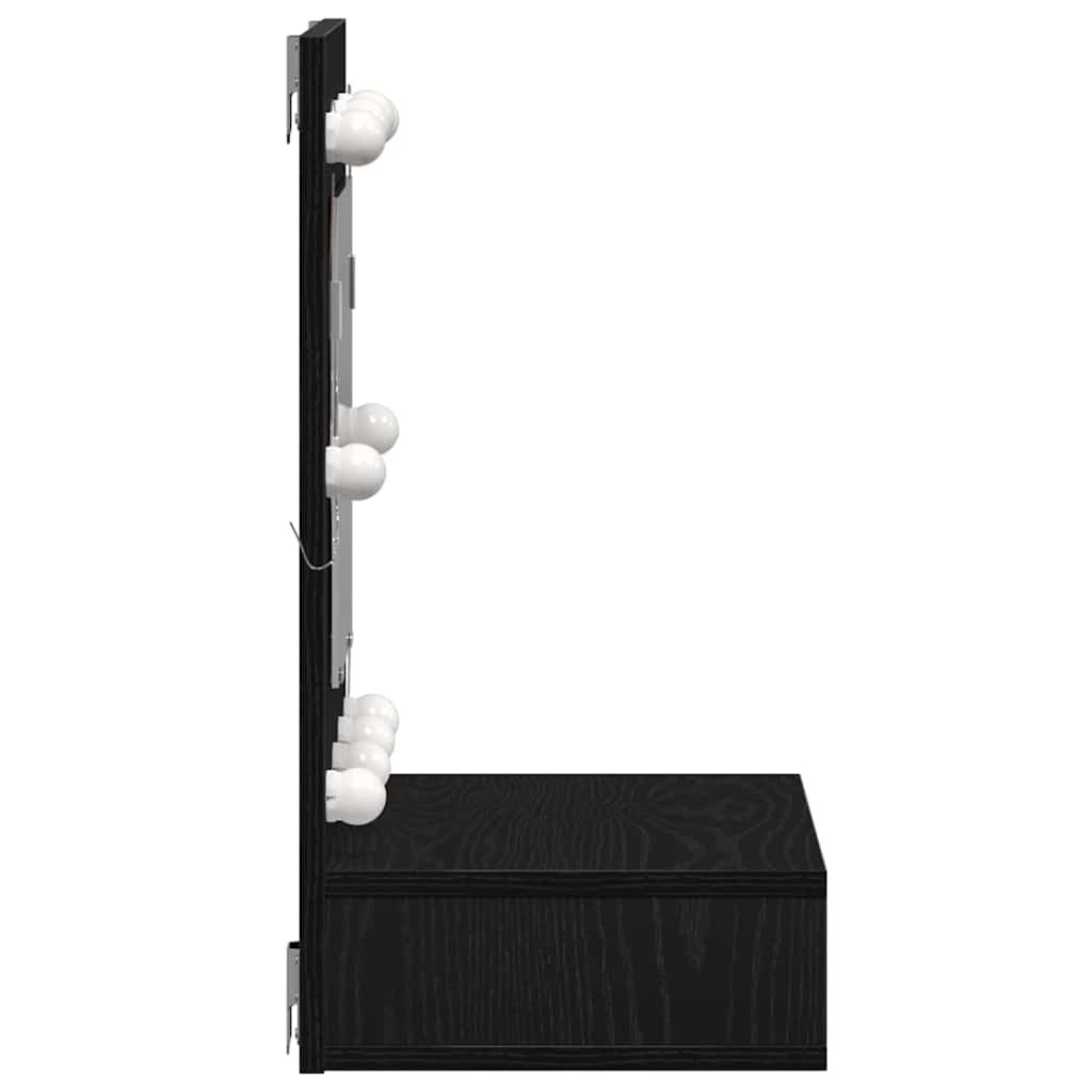 Mirror Cabinet with Shelf Black Oak Effect 60 X 31.5 X 62 Cm