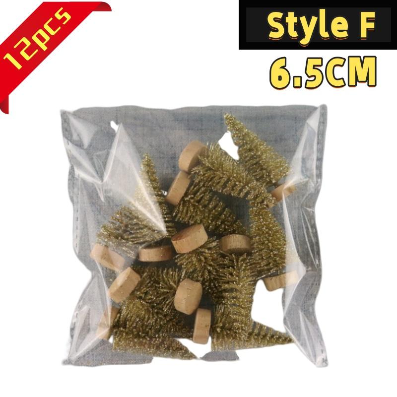 12Pcs Mini Christmas Desktop Miniature Pine Tree Micro Landscaping 4.5/6.5Cm Sisal Silk Cedar Tree Ornamen Navidad Xmas Decor