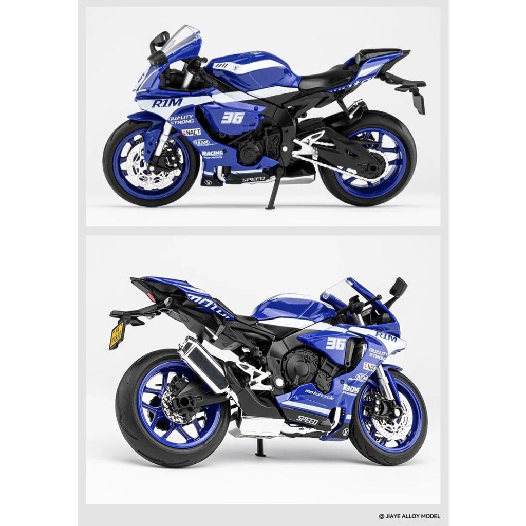 1/12 Scale Yamaha R1M Toy Motorcycle Model Alloy Diecast with Shock Absorption Simulation Scale Motorcycle Model Toys for Kids Gifts