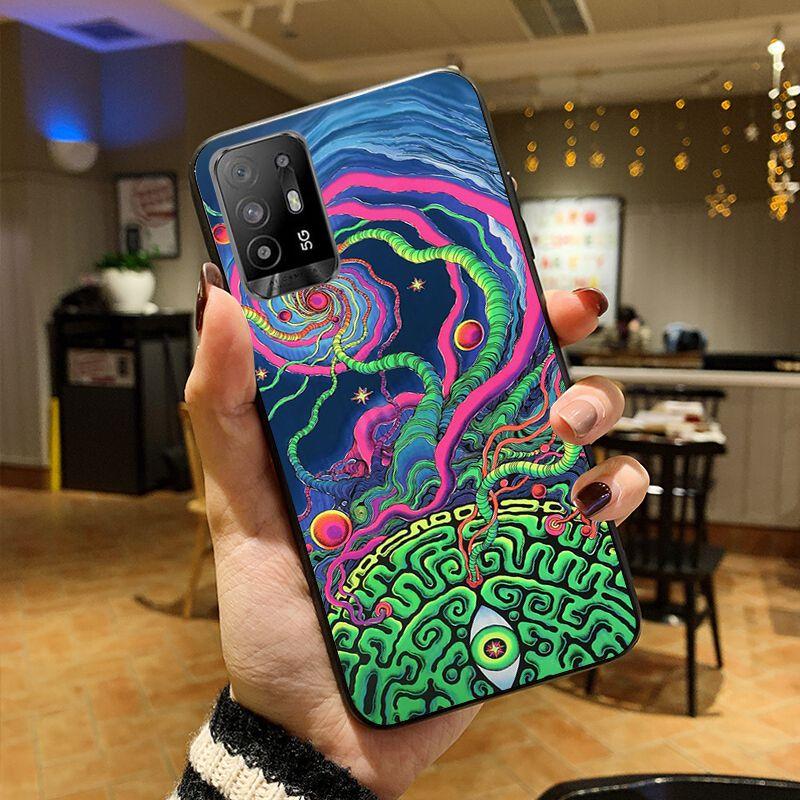 Funda Aesthetics Cartoon Alien Space Phone Cover For OPPO A74 A94 A3S A5S A9 A12 A15S A52 A53S A72 A73 2020 A91 5G Cases Coque