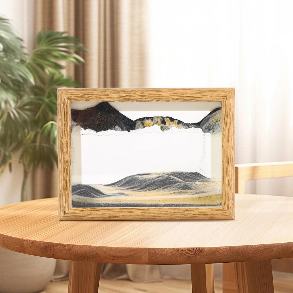 Wooden Frame Sandscape Moving Sand Art Picture Quicksand Craft 3D Hourglass Square Flowing Sand Painting Office Home Decor Gifts