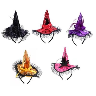 Halloween Witch Hat Pointed for Rhinestone Decor Cap Sorcerer Cap Masquerade Headwear Cosplay Headdress for Halloween Pa