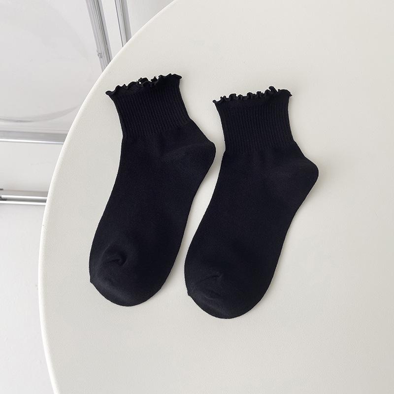 

Женские белые носки с кружевом и оборками - Милый японский стиль JK, Тонкий чистый хлопок, Весенне-летние носки до щиколотки. One Size