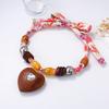 European and American Simple Fashion Ribbon Beaded Tether Type Wood Exaggerated Love Pendant Necklace Versatile Casual Woman