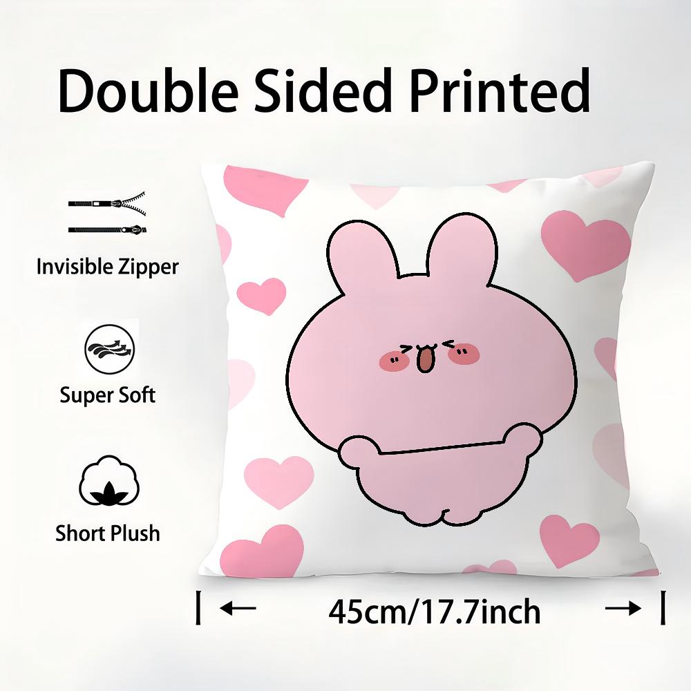 Asamimichaan Asleep Cute Asamimi Pillow Case Plush Fabric Soft Pillowcase Double Sided Print Cushion Cover Throw Pillow Cover