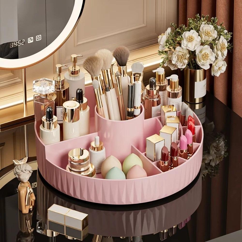 PP Cosmetic Storage Box Large Capacity Open Grid Organizer Portable Desktop Shelf  For Vanity Desk
