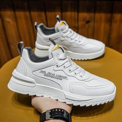 Men's Shoes Spring 2024 New Versatile Work Leather Surface Non-slip Waterproof Board Shoes Sports Leisure Running White Tide Shoes