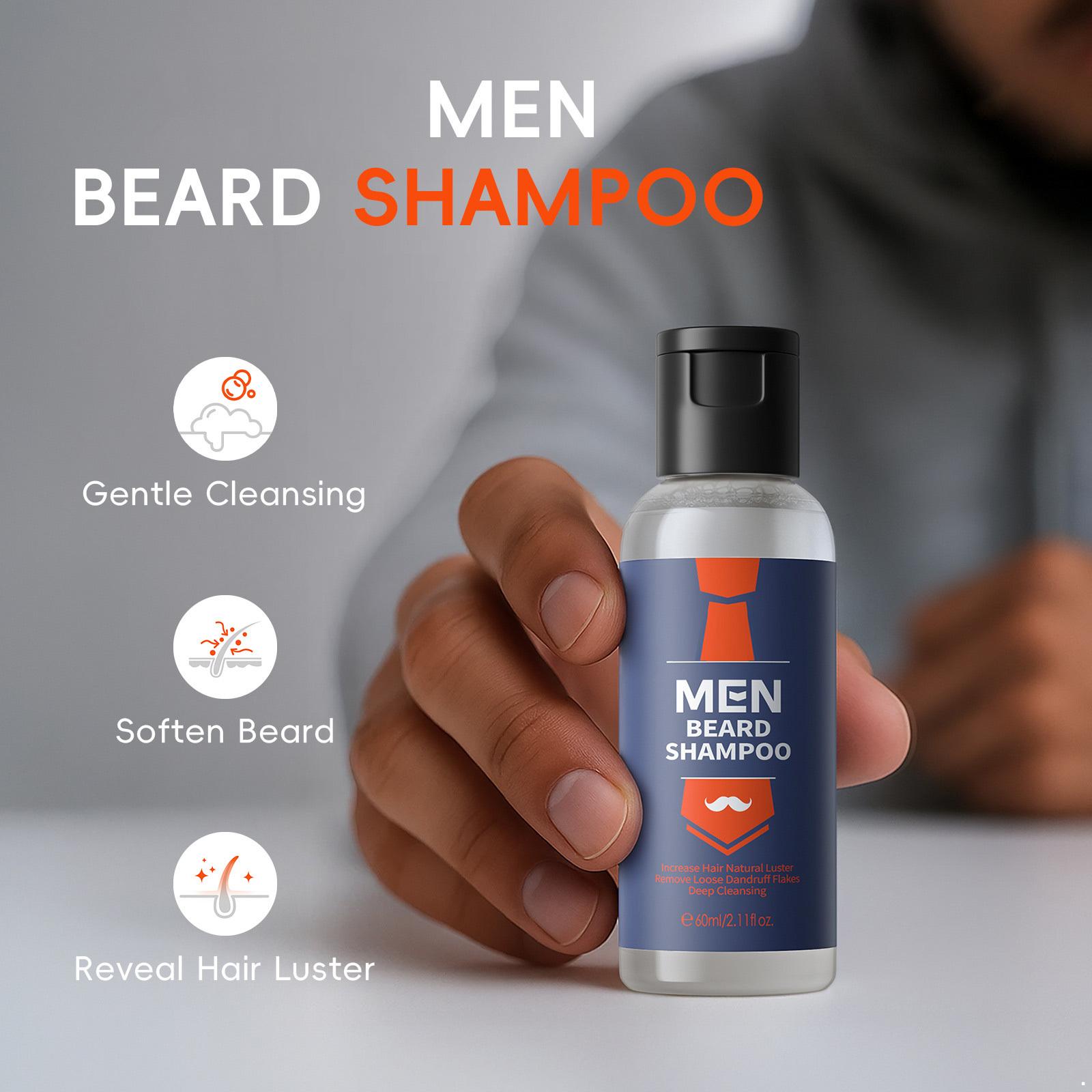 Men’s Beard Wash, 60ml – Gentle Cleansing Formula for Softening & Shine, Rich Lather Daily Grooming One Size синий