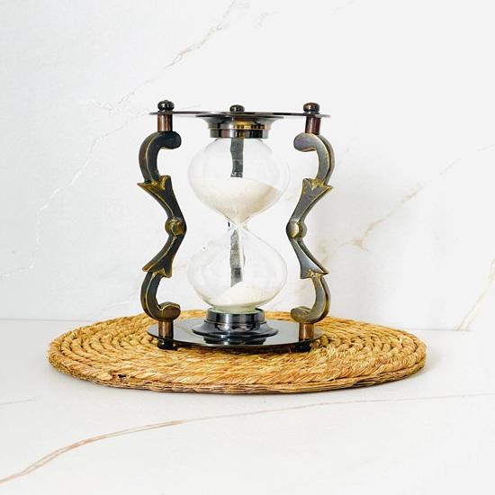 15,24 cm Mosiężny Klepsydra Elegancki Piaskowy Zegar Akcentowy Stół, Dekoracja Domu, Biura Prezent na Urodziny, Rocznicę, Ślub