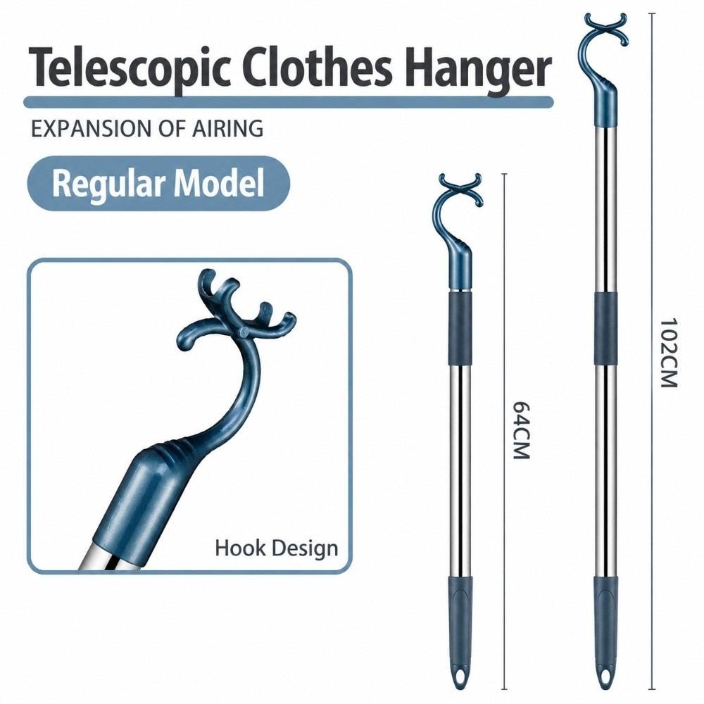 Stainless Steel Pole Hanger Thickened Tube Laundry Stick Clothes Reach Pole Home Clothes Hanging