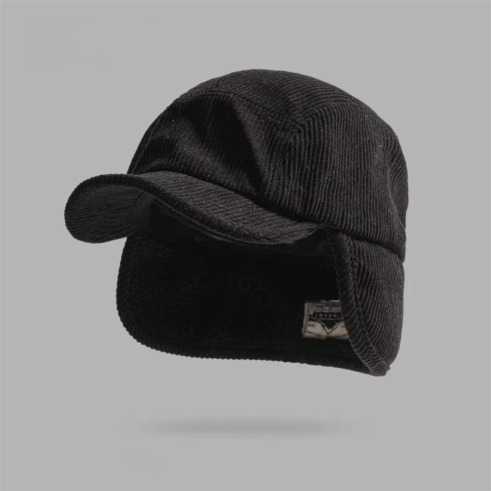 Versatile Retro Bomber Hats Fleece-Lined Windproof Corduroy Caps Earflap Warm Lei Feng Caps Autumn Winter Men Women Wear