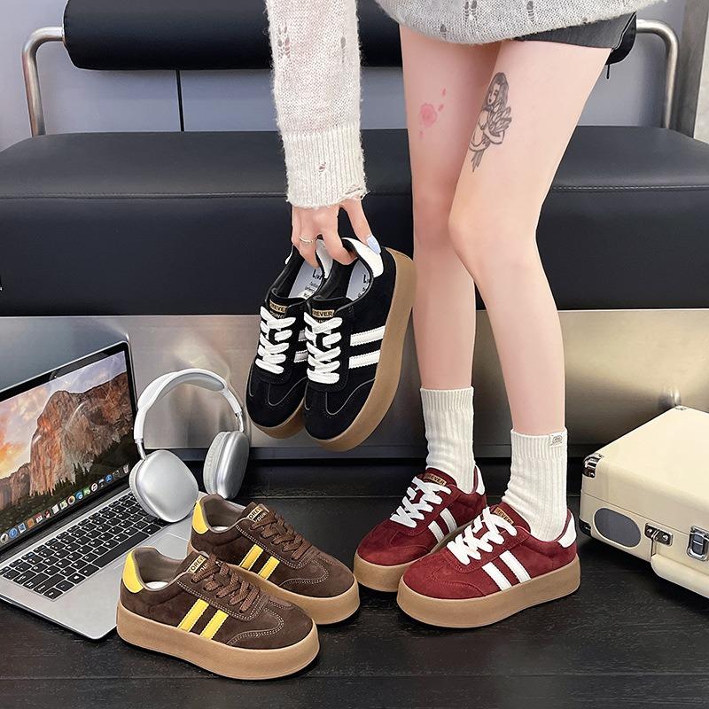Retro Contrasting Color Splicing Platform Women's New Versatile and Lightweight Fashion Casual Sports Shoes
