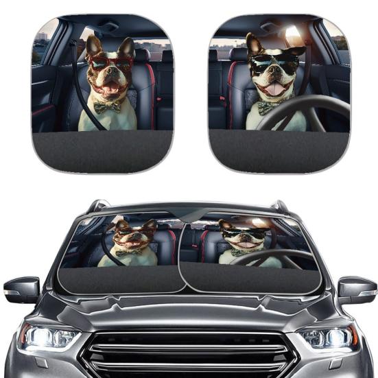 2Pcs Animal Print Car Sun Shade High-Density Aluminum Foil Windshield Sunshade Blocks UV Rays Sun Visor All-Season Protection Vehicle Sun Protector