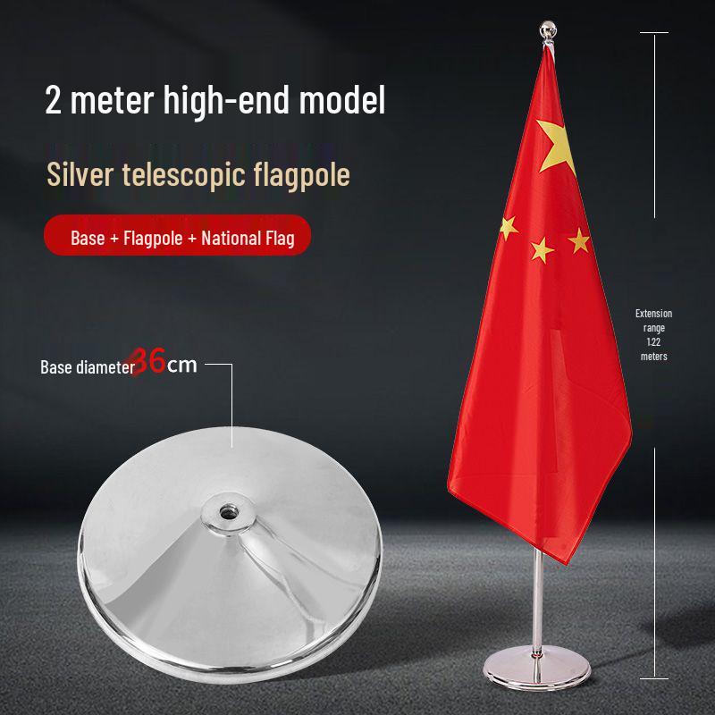 Indoor Floor-Standing Flagpole with Five-Star Red National Flag for Office or Conference Room