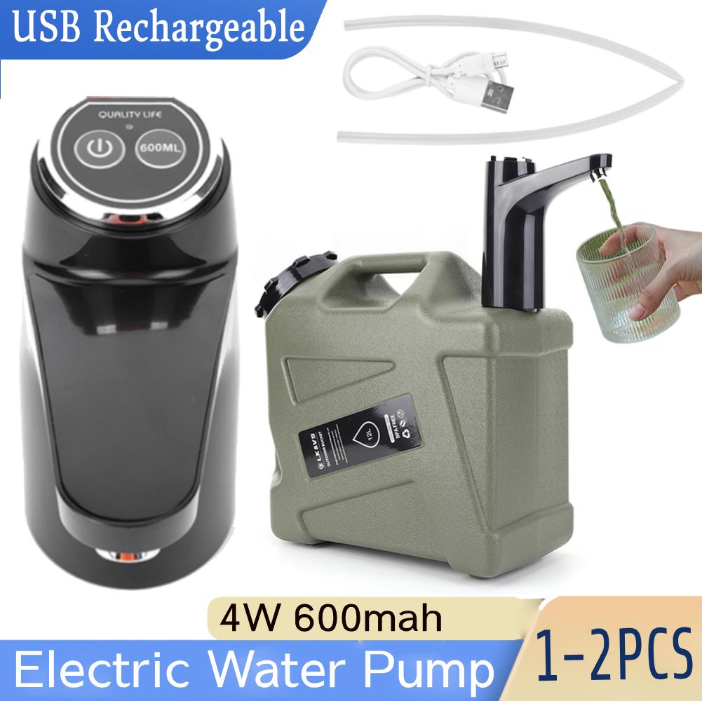 1-2PCS 4W Electric Water Pump 600mah USB Rechargeable Water Dispenser One Key Switch Wireless Water Pumping Device for Outdoor