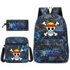 One Piece Large-capacity Student Backpack Three-piece Set 7526
