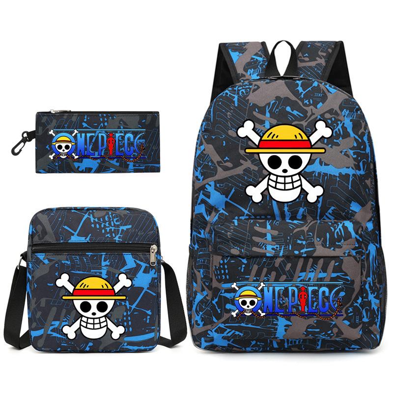 One Piece Large-capacity Student Backpack Three-piece Set 7526