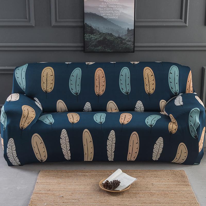 Stretch Milk Silk Printed Plants And Flowers Sofa Cover Stain Resistant Slipcover Breathable All-Season Full Wrap Slipcovers