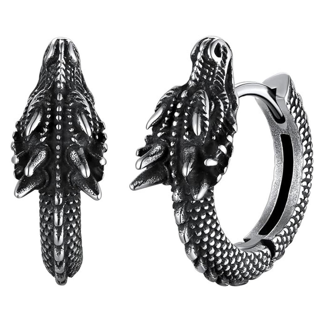 Stylish Dragon Hoop Earrings Stainless Steel Ear Studs for Men Women Hip Hop Punk Party Accessory Unisex Jewelry