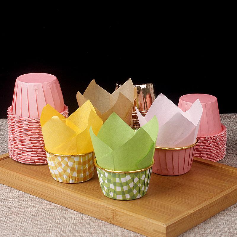 Tulip Cake Paper Cup Multicolor Flame Cup High Temperature Oil-proof Bread Paper Holder Baking