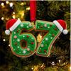 2 Pcs 67 Christmas Ornaments Funny Six Seven Gingerbread Hanging Ornament Acrylic Holiday Tree Decor Gift for Teens Kids Family Friends Coworkers