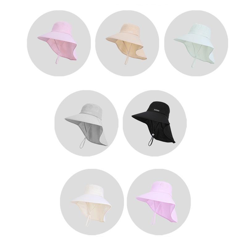 Large Eaves Shawl Sun Hat Women's Fisherman Hat Spring Summer Outdoor Sunhat with Horsetail Hole