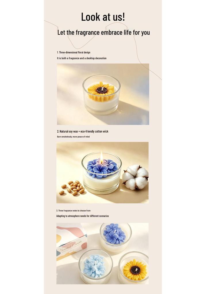 Handmade Flower-Shaped Aromatherapy Candle Gift Set - Festival Souvenir & Home Decor