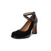 Fashion Women High Heel Shoes Elegant Fashion Thick Soled High Heels  Retro Shallow Mouth Banquet Party Wedding Shoes Zapatos De Mujer