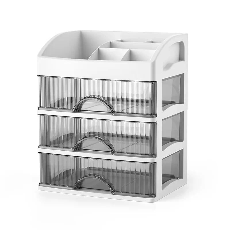 Zásuvkový organizér na make-up a šperky, velkokapacitní, transparentní, vícevrstvý, úložné boxy na laky na nehty, rtěnky, péči o pleť a kosmetiku